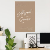 Boho Sand Minimalist Script Wedding Welcome Sign ポスター (ホームオフィス)