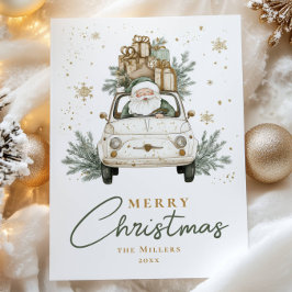 Boho Santa Car Watercolor Christmas シーズンカード