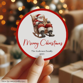 Boho Santa Claus Christmas Sticker Label Set ラウンドシール