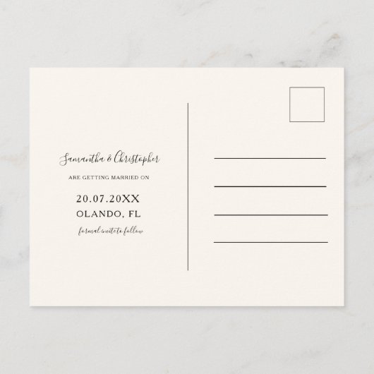 Boho Save the Date Wildflower & Photo ポストカード (裏面)