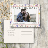 Boho Save the Date Wildflower & Photo ポストカード