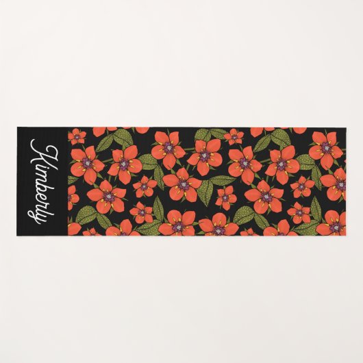 Boho Scarlet Pimpernel Custom Name Yoga Mat ヨガマット (正面(横))
