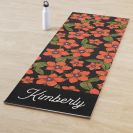 Boho Scarlet Pimpernel Custom Name Yoga Mat ヨガマット