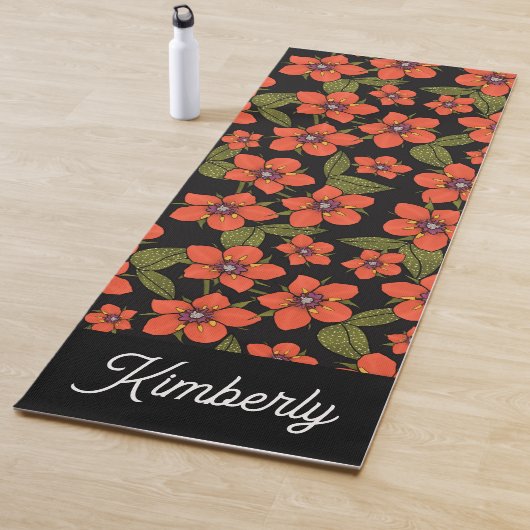 Boho Scarlet Pimpernel Custom Name Yoga Mat ヨガマット (インサイチュ)