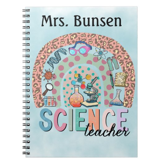 Boho Scienceをテーマにした虹パーソナライズされた ノートブック (正面)