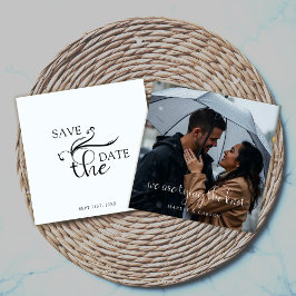 Boho Scriptエレガントの写結婚真Save the Date セーブザデート