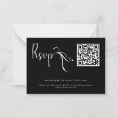 Boho Scriptブラック結婚のQRコード予算RSVPカード ノートカード (正面)