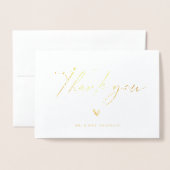 Boho Scriptモダンの写結婚真ありがとう 箔カード (封筒付き正面)