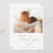 Boho Scriptモダンの写結婚真サンキューカード サンキューカード (正面/裏面)
