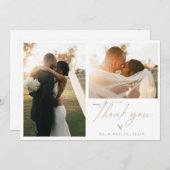 Boho Scriptモダンの写結婚真サンキューカード サンキューカード (正面/裏面)