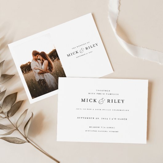 Boho Script 素朴 Photo Budget結婚's 招待状