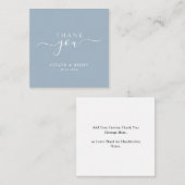 Boho Script Dusty Blue Wedding Budget Thank You ノートカード (正面/裏面)