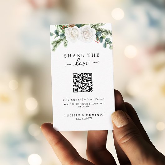 Boho Script Evergreen Wedding Share The Love エンクロージャーカード