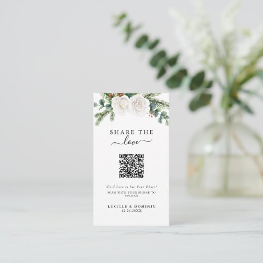 Boho Script Evergreen Wedding Share The Love エンクロージャーカード (スタンド正面)