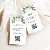Boho Script Greenery Wedding Reception QR Code  ノートカード