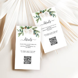 Boho Script Greenery Wedding Reception QR Code  ノートカード