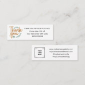 Boho script handwriting thank you logo スキニー名刺 (正面/裏面)