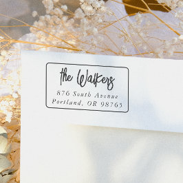 Boho Script Rectangle Frame Return Address ラバースタンプ