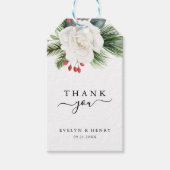 Boho Script Typography Evergreen Wedding Thank You ギフトタグ (正面)