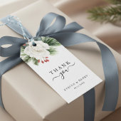 Boho Script Typography Evergreen Wedding Thank You ギフトタグ