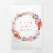 Boho Seashells素朴 QR航海のコー結婚ド 三つ折り招待状 (カバー)