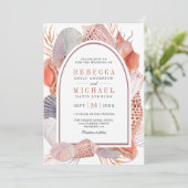 Boho Seashells素朴 QR航海のコー結婚ド 招待状 (スタンド正面)