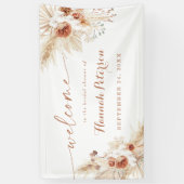 Boho Shawer Pampas Grass Welcome Sign Banner 横断幕 (縦)