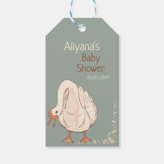 Boho Silly Goose Personalized Baby Shower  ギフトタグ (正面)