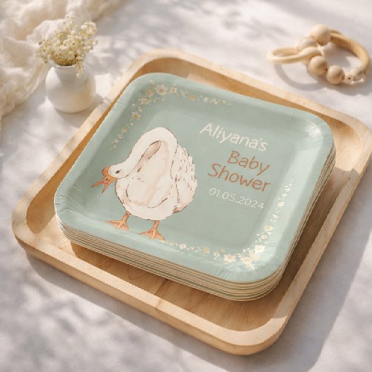 Boho Silly Goose Personalized Baby Shower  ペーパープレート