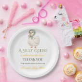 Boho Silly Goose Sage Green Neutral Baby Shower ペーパープレート (パーティー)