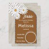 Boho & Silver Arche & Whiteデイジー誕生会 招待状 (正面/裏面)