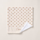 Boho Simple Modern Girly Neutral Polka Dot Beige バスタオルセット (ウォッシュタオル)