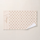 Boho Simple Modern Girly Neutral Polka Dot Beige バスタオルセット (ハンドタオル)