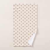 Boho Simple Modern Girly Neutral Polka Dot Beige バスタオルセット (ハンドタオル)