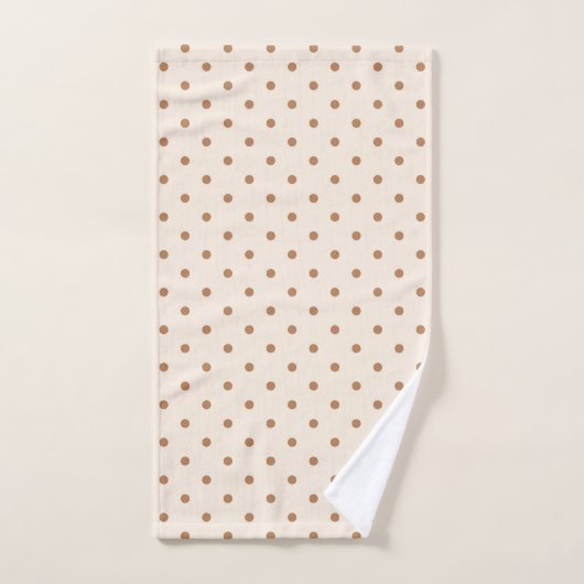 Boho Simple Modern Girly Neutral Polka Dot Beige バスタオルセット (ハンドタオル)