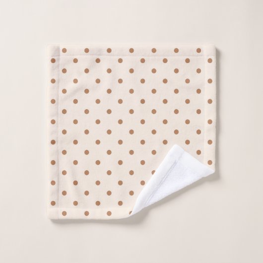 Boho Simple Modern Girly Neutral Polka Dot Beige バスタオルセット (ウォッシュタオル)