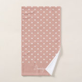 Boho Simple Modern Girly Polka Dot Neutral Pink バスタオルセット (ハンドタオル)