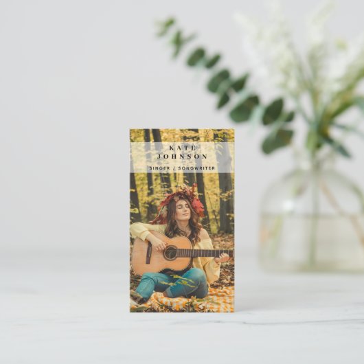 Boho SingerミュージシャンフォトソーシャルメディアQRコード 名刺 (スタンド正面)