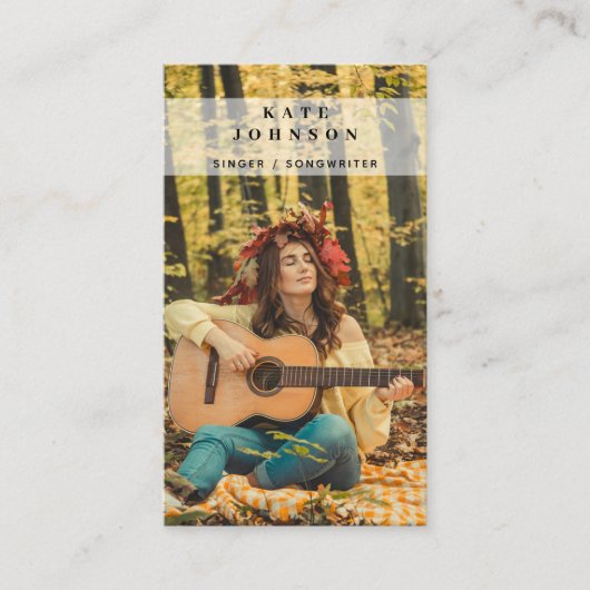 Boho SingerミュージシャンフォトソーシャルメディアQRコード 名刺 (正面)