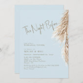 Boho Sky Blue The Night Before Pampas 招待状 (正面/裏面)