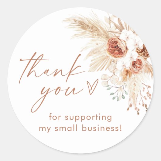 Boho Small Business Thank You Sticker ラウンドシール (正面)