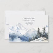 Boho Snowy Mountain & Pine Trees Wedding RSVP Card (裏面)