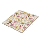 Boho Soft Pink Watercolor Wildflower  タイル (側面)