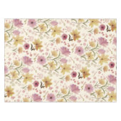 Boho Soft Pink Watercolor Wildflower  テーブルクロス (正面(横))