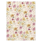 Boho Soft Pink Watercolor Wildflower  テーブルクロス (正面)