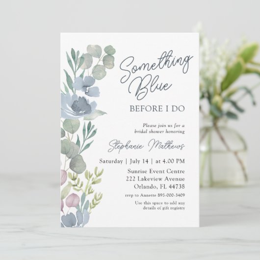 Boho Something Blue Floral Shower Invitation 招待状 (スタンド正面)