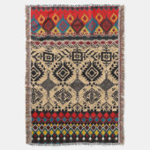 Boho Southwestern Geometric Pattern with Red Blue スローブランケット (正面縦)