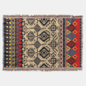 Boho Southwestern Geometric Pattern with Red Blue スローブランケット (正面)
