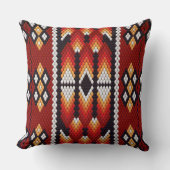 Boho Southwestern Tribal Geometric Beaded Rust クッション (正面)