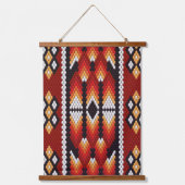 Boho Southwestern Tribal Geometric Beaded Rust 吊り下げ型タペストリー (正面)